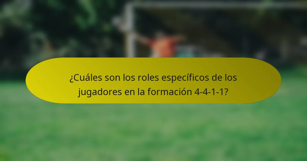 ¿Cuáles son los roles específicos de los jugadores en la formación 4-4-1-1?