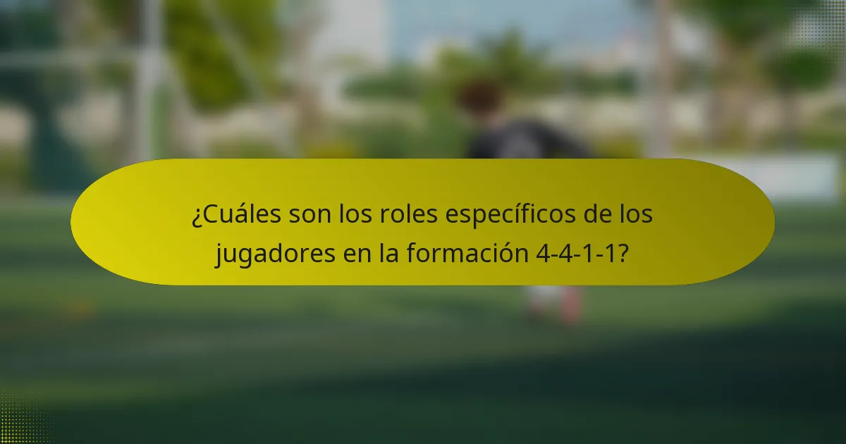 ¿Cuáles son los roles específicos de los jugadores en la formación 4-4-1-1?